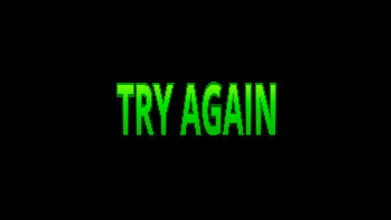 Retro video game TRY AGAIN word text.
