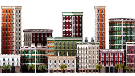 cámara volar a través de la moderna ciudad hermosa con rascacielos. carreteras, transporte, áreas suburbanas con lagos y parques. entorno de la ciudad moderna, proyecto de desarrollador, modelo 3d de la ciudad, visión arquitectónica