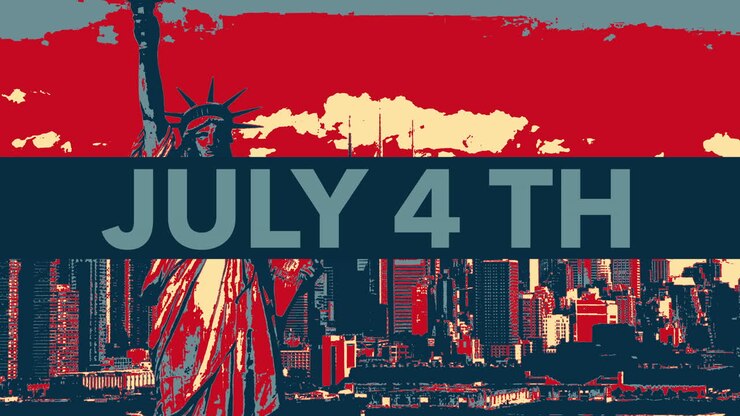 Animated closeup text July 4th on holiday background 31
