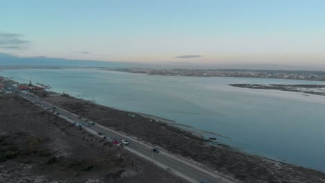 aerial view during sunrise of a natural reserve and it´s river
