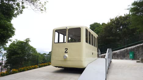 old vintage funicular exposition in viana do castelo, handheld motion view