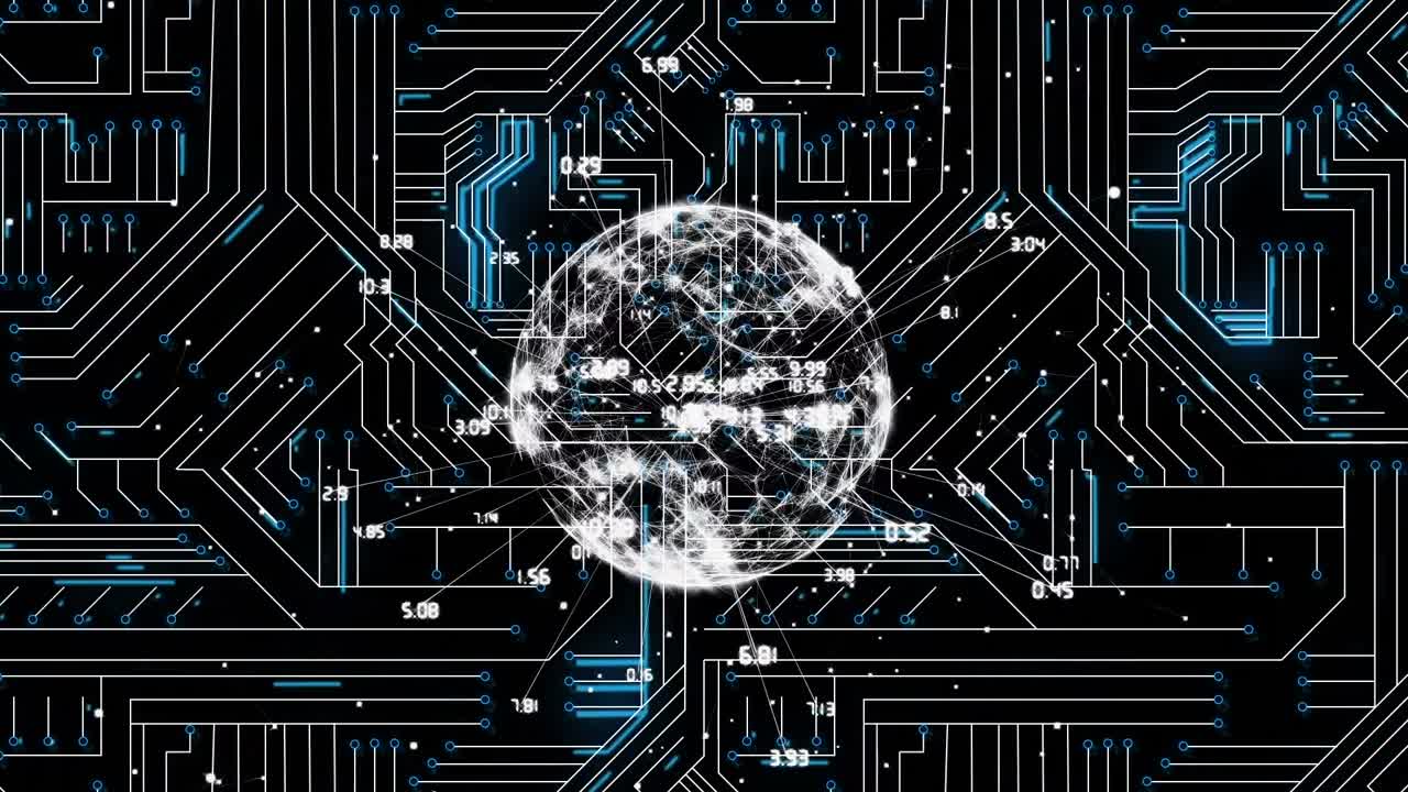 Animation of globe with numbers over black background