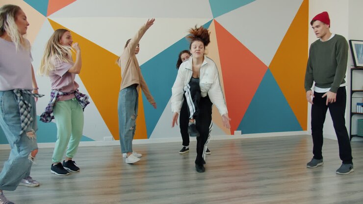 Teenagers Dancing in a Dance Studio