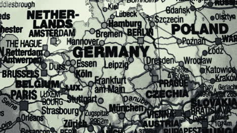 a detailed map of central europe, highlighting germany and its neighboring countries