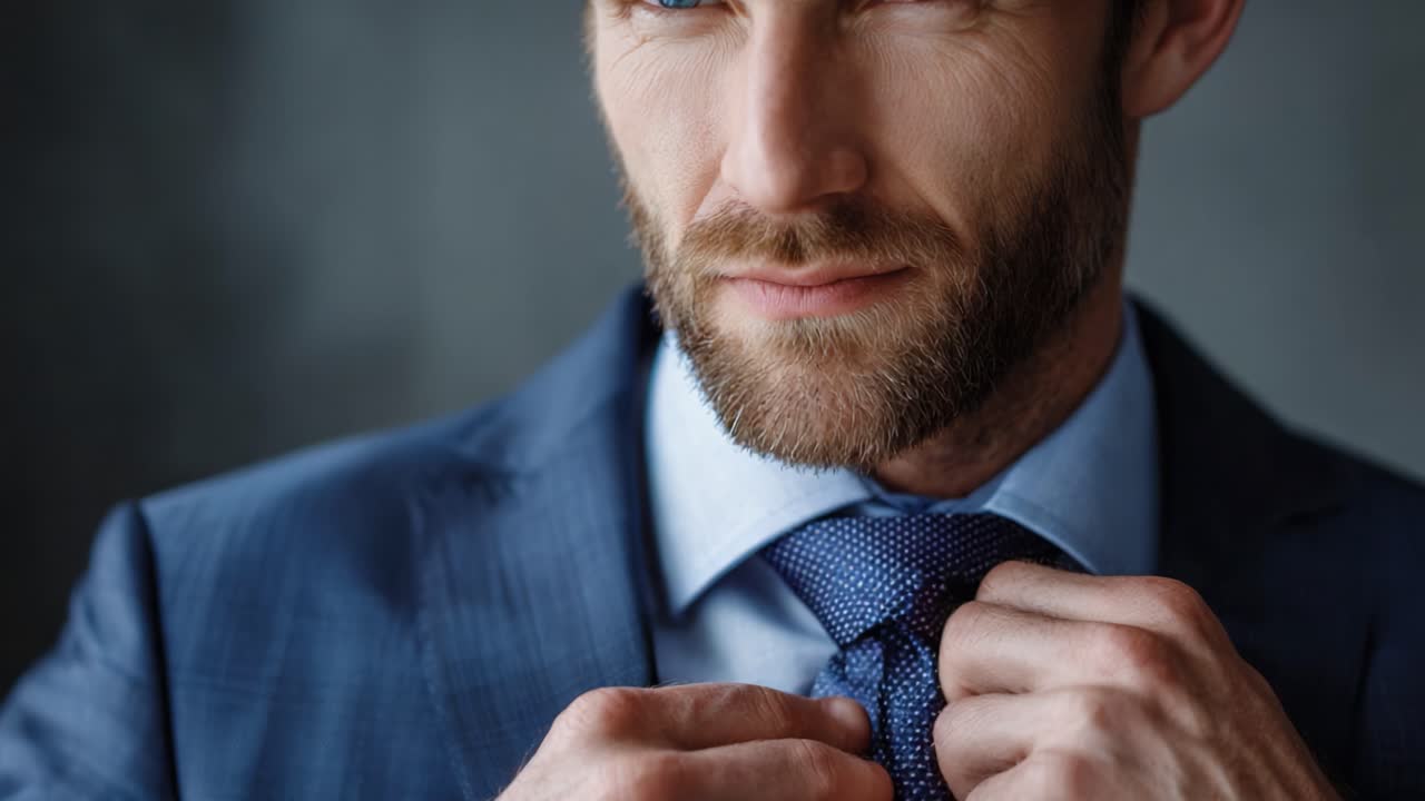 A Dapper Gentleman Adjusting His Tie, Emphasizing Style and Elegance in Formal Attire, Captured in Two Intriguing Frames Highlighting Fashion and Grooming Skills