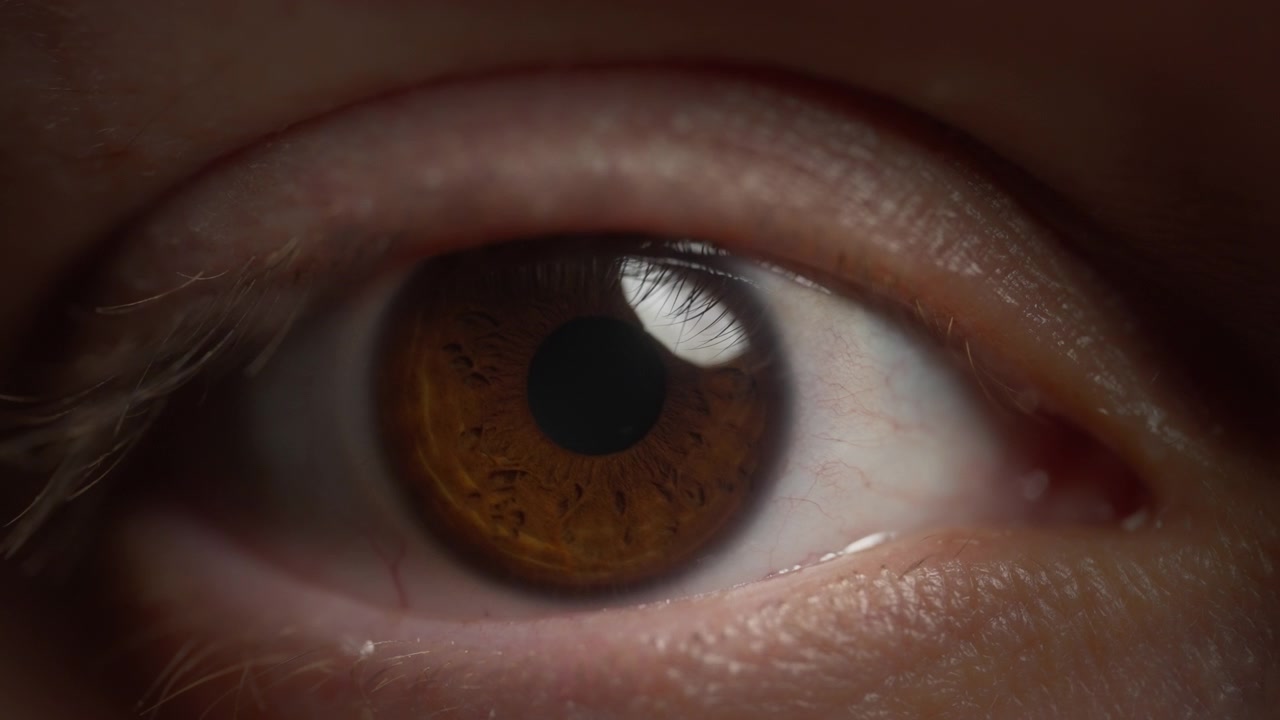 Brown eye opening and looking straight
