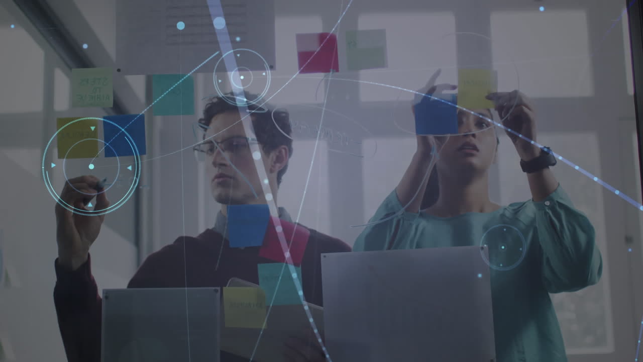 animación de la red de conexiones sobre personas de negocios en la oficina