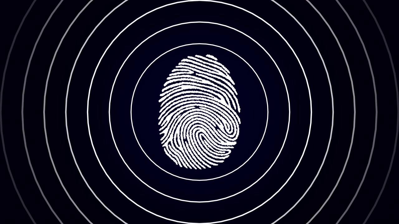 Digital Fingerprint Scanning Animation with Expanding Concentric Circles