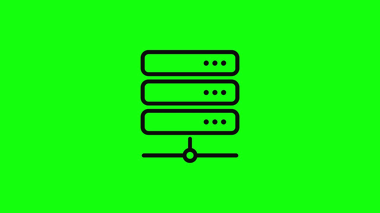 Transparent server database hosting icon flat 10 animations green screen chroma key
