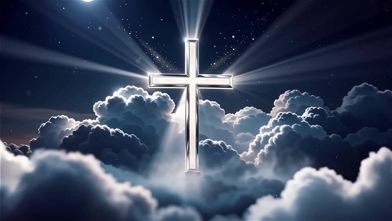 Christian Cross Heavenly Light Worship Background