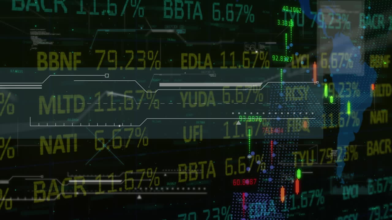 Animation of statistics and data processing over world map