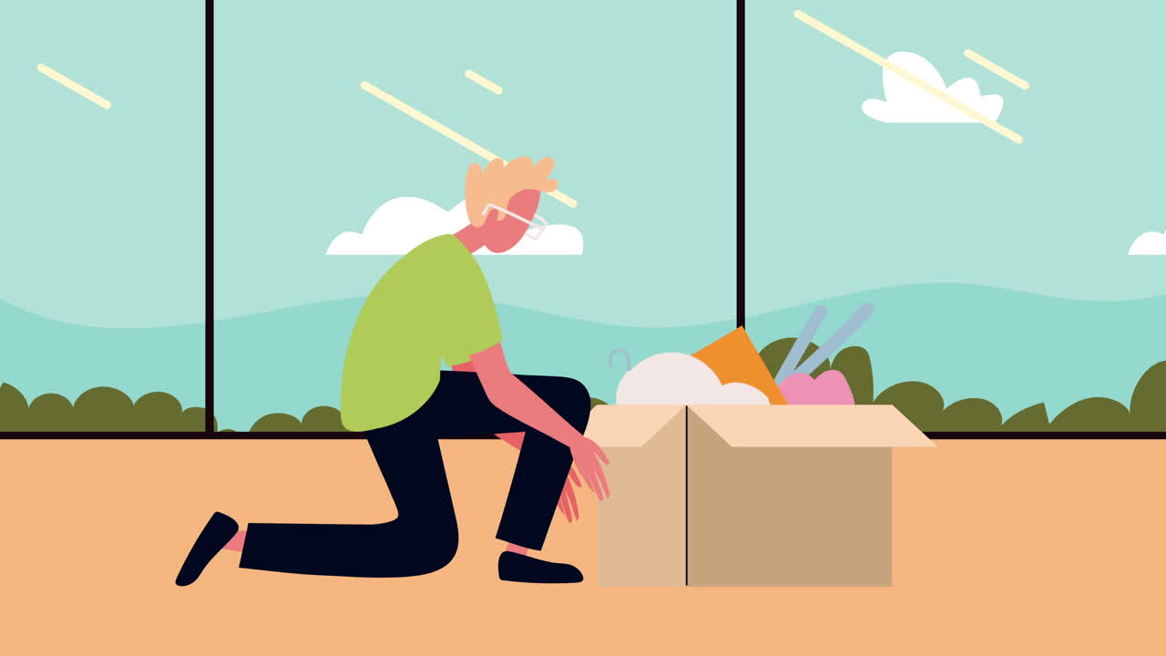 카드보드 상자 를 포장 하는 사람