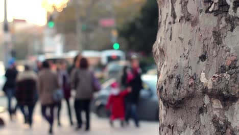 personas caminando por una calle llena de gente