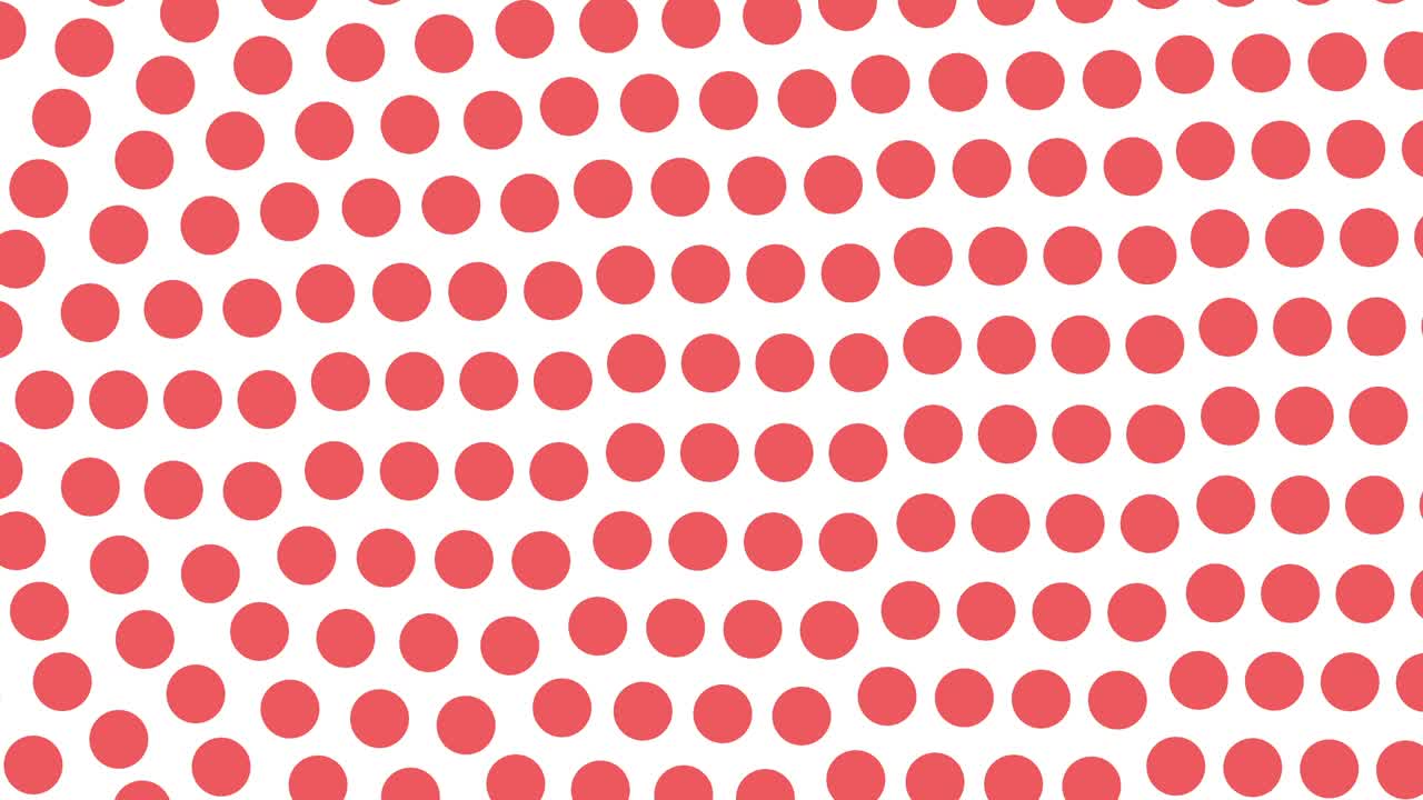 Coral dots rotating towards left on white background offset left