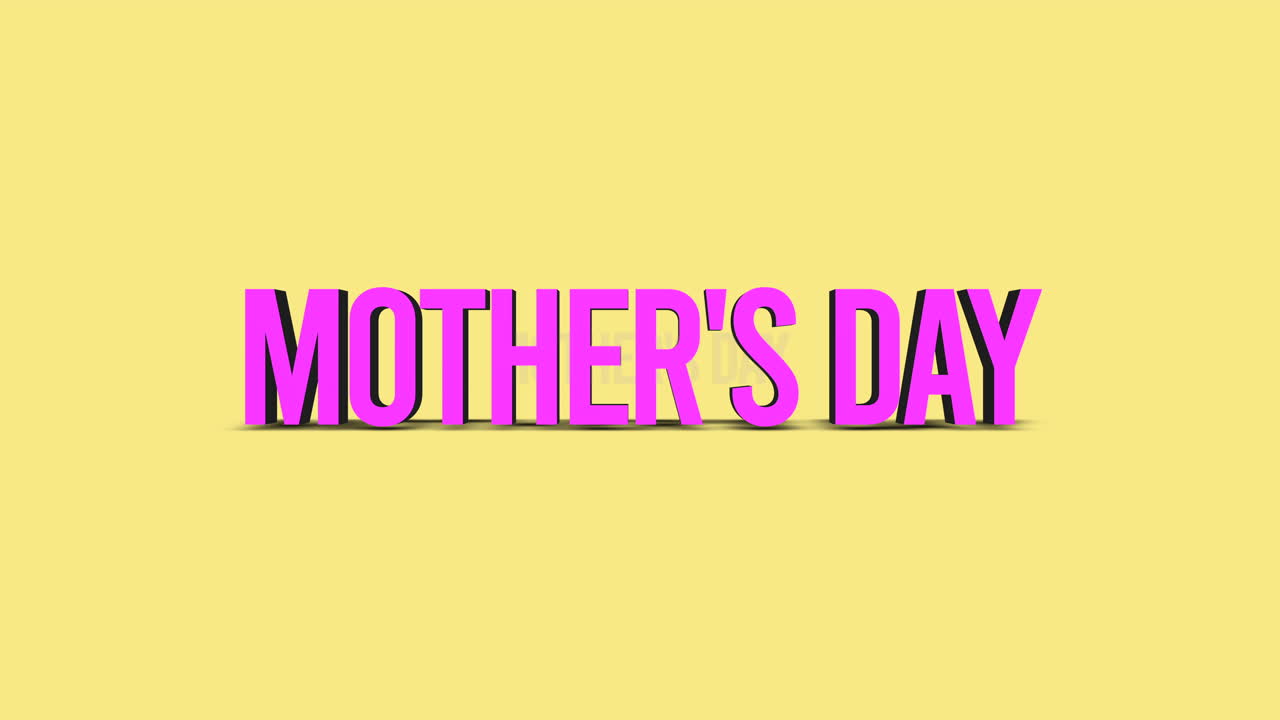 Celebrate Mothers Day with vibrant floating letters on yellow background