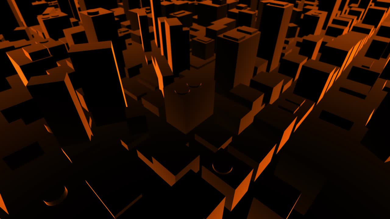 mapa de la ciudad en 3d naranja y negro volar a través