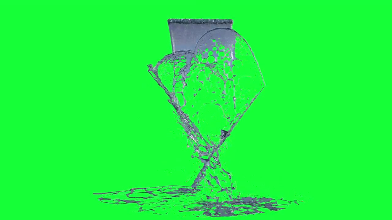 Flusso d'acqua su schermo verde