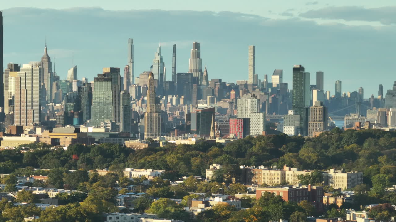 Drone shot of the New York City skyline