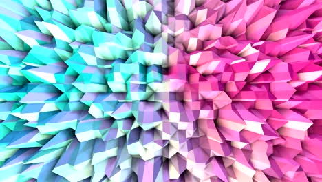 abstracto simple azul rosa baja poli superficie 3d como paisaje surrealista. fondo de movimiento de baja poli geométrica suave de desplazamiento de polígonos de color rosa azul puro. fondo de bucle sin costuras 4k fullhd