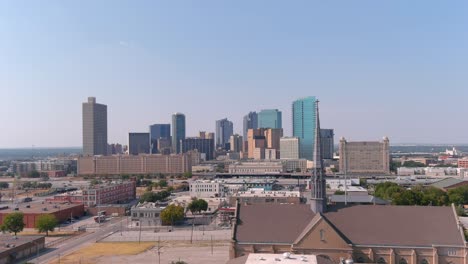 establishing drone shot of fort worth, texas