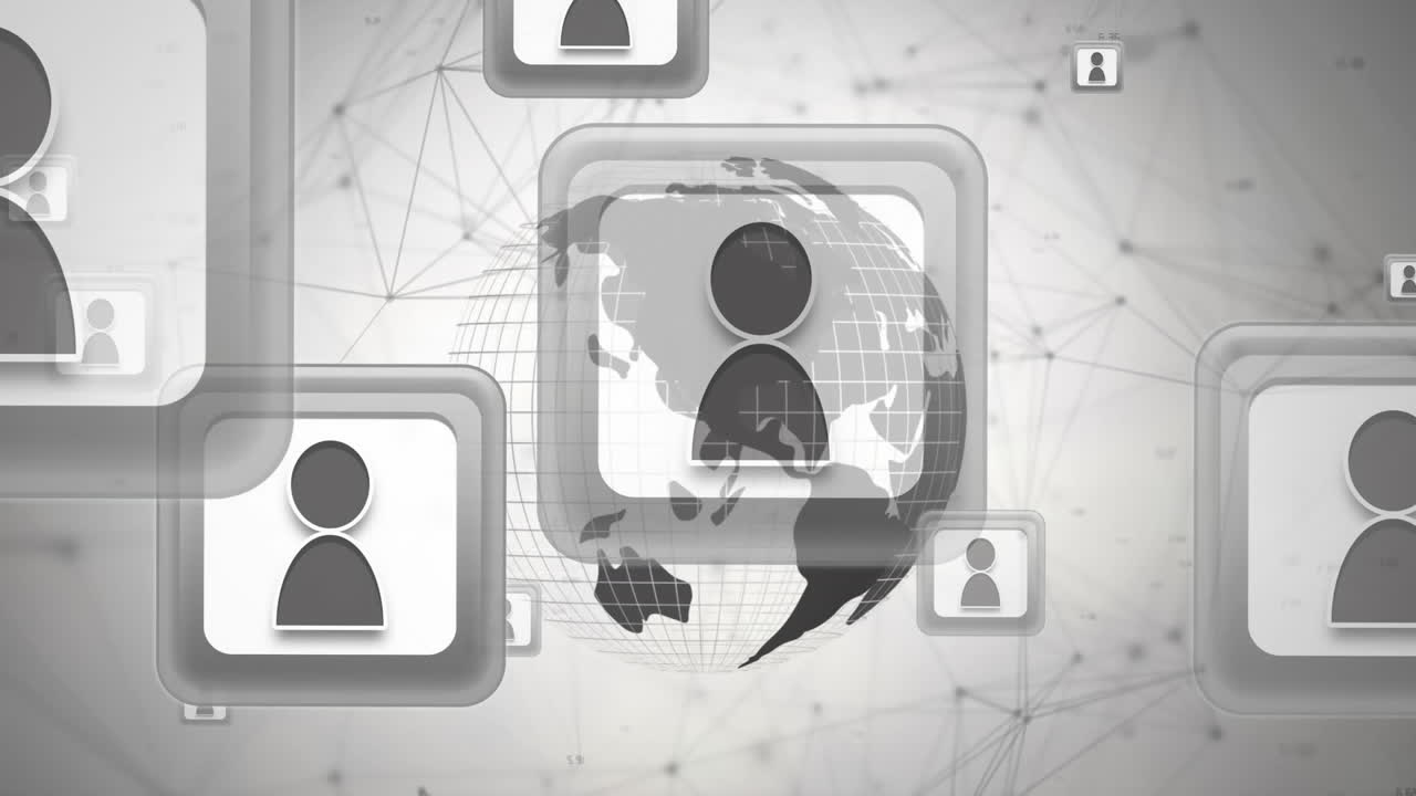 animación de la red de conexiones sobre fondo blanco