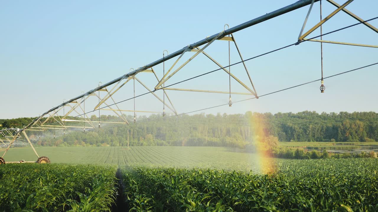 riego de los cultivos mediante el sistema de rociadores de pivote central