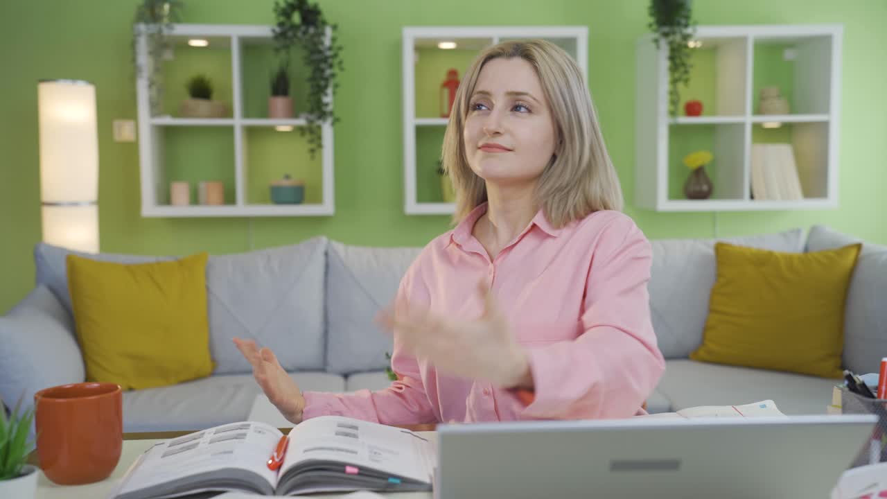 University student girl who can't express herself. Speech disorder Inability to speak freely.