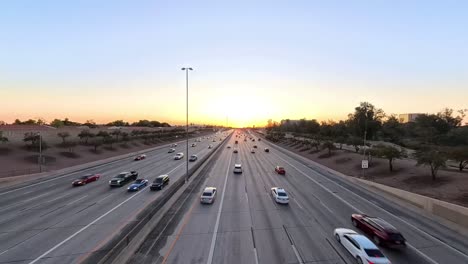 sunset time lapse of arizona highway 60 in gilbert and mesa arizona usa.