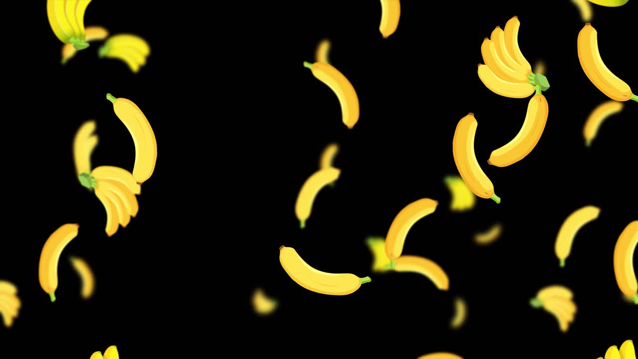 어두운 배경 에 바나나 가 비를 내리고 있다