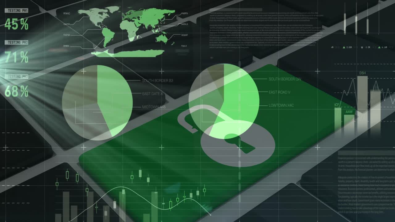 animación del candado de seguridad en línea con procesamiento de datos en segundo plano