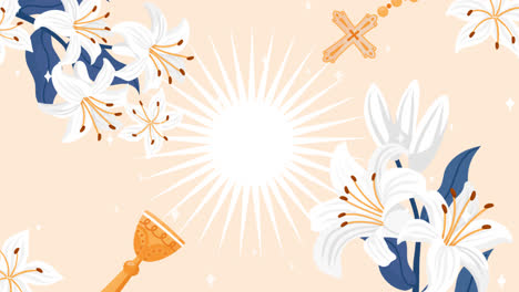 motion graphic of flat instagram posts collection for corpus christi religious celebration