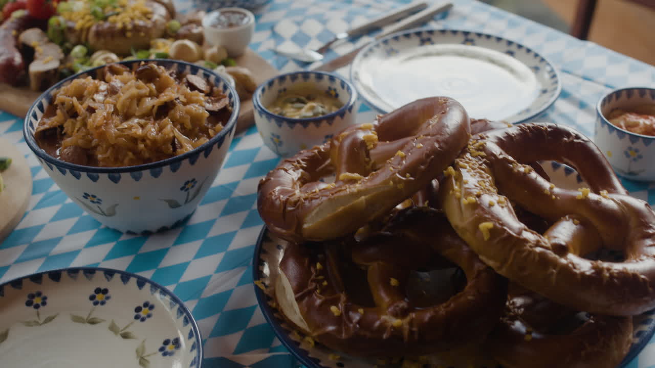 Oktoberfest feast with traditional German food