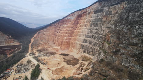 aerial view of quarry in italian mountains