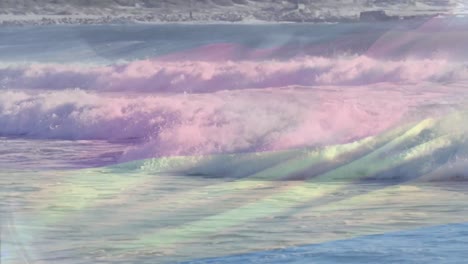 Animation-of-flag-of-germany-blowing-over-beach-seascape