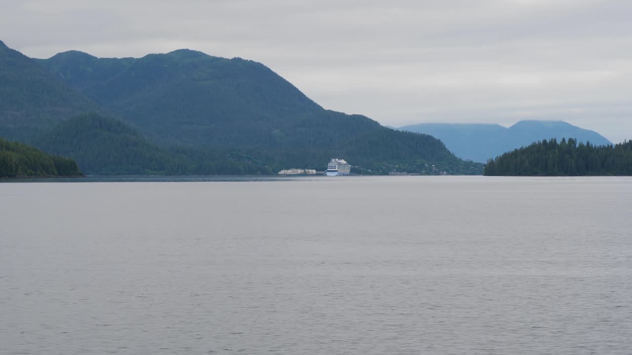 Sitka, Alaska, USA. Cruise ship docked in Sitka Sound Cruise Terminal.