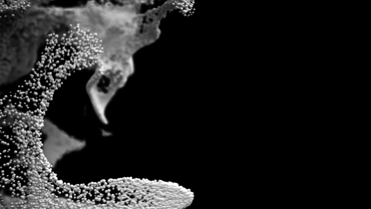 추상적인 구들이 액체처럼 프레임을 가로질러 움직입니다.