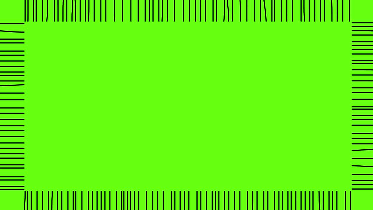 trazos cortos negros alrededor de la pantalla con fondo de pantalla verde.
