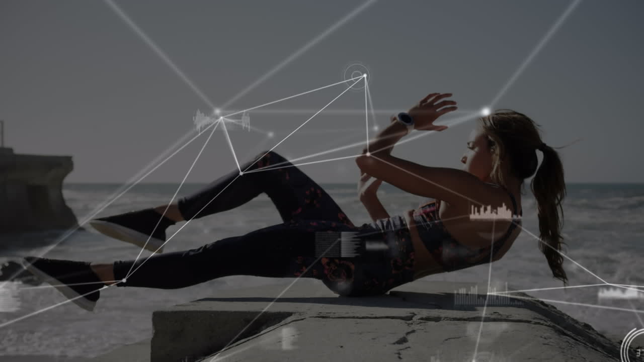 야외 운동을 하는 여성에 대한 연결 네트워크의 활성화