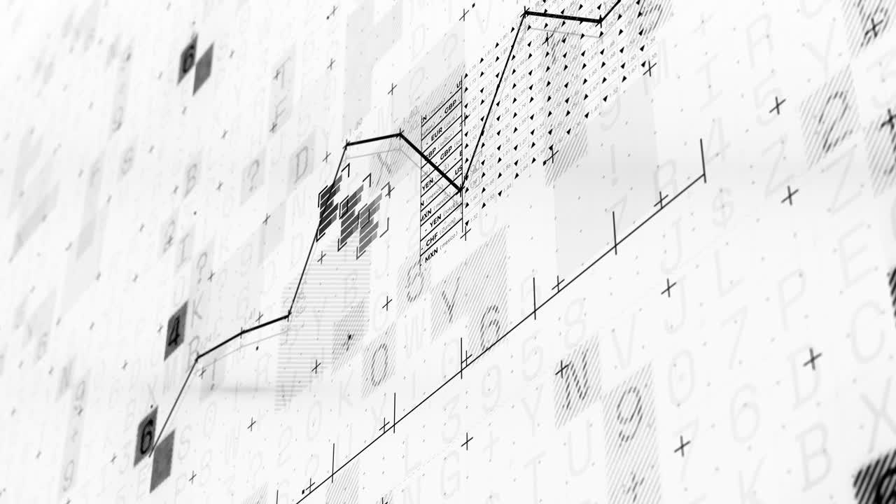 animación del gráfico financiero sobre el procesamiento de datos sobre fondo blanco