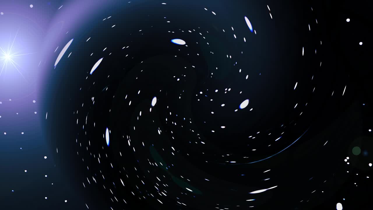 escena de galaxia abstracta misteriosa del espacio profundo con animación de bengalas y estrellas