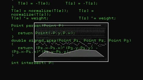 Animation of data processing over dark background