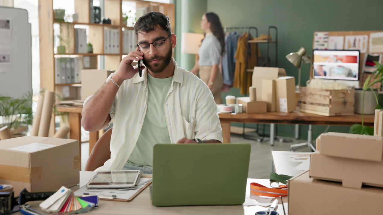 Entrepreneur managing online business from home office