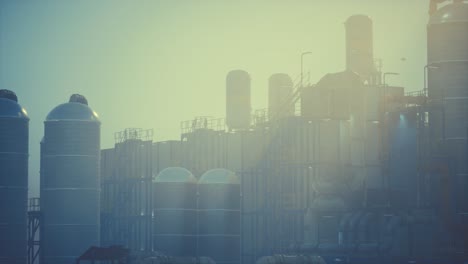 refinery factory with oil storage tanks