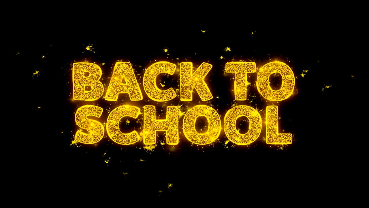 학교로 돌아가는 텍스트는 검은 바탕에 입자를 불꽃으로 만니다.