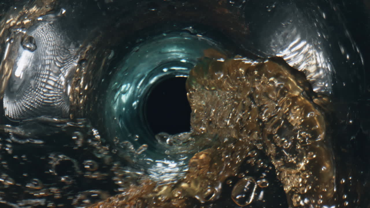 술에 취한 액체가 흐르는 컵 클로즈업 (gazzy draft beverage pouring glass)