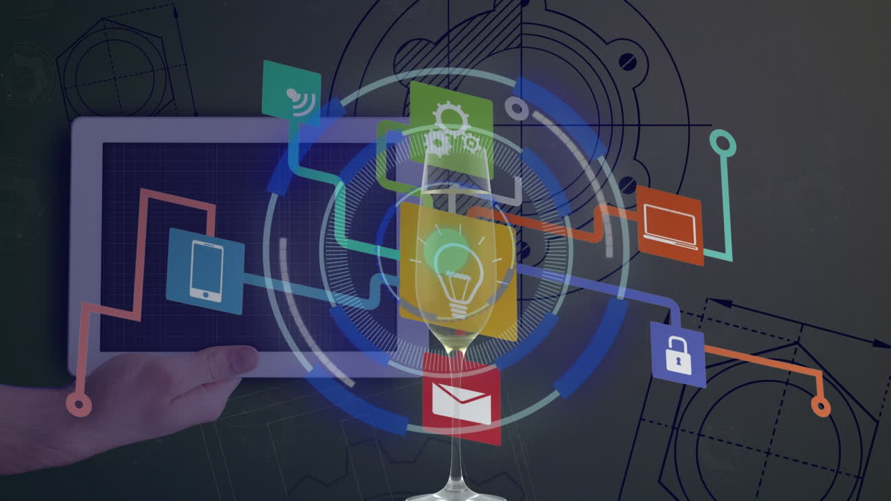 미디어 아이콘과 스키마에 대한 범위 스캐닝의 애니메이션