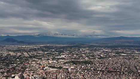 aerial exploration of mexico city featuring volcanic backdrops
