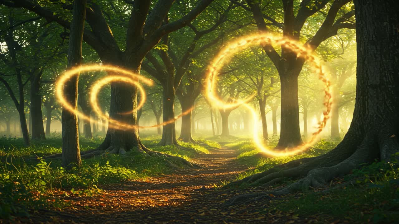 A Magical Evening in the Enchanted Forest: A Journey Through Sunlit Trails and Shimmering Wonder, Where Nature Meets the Whimsy of Imagination