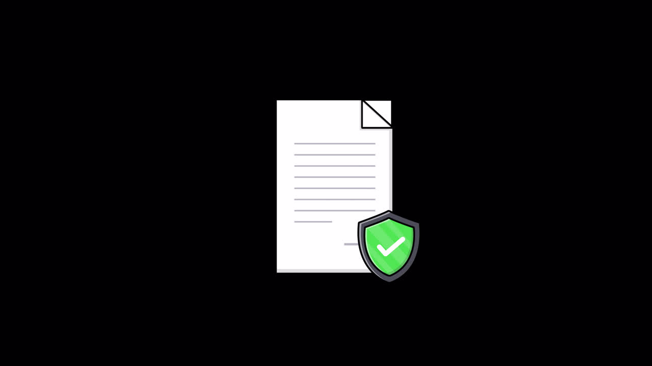Animated Illustration of Documents with Security Shield