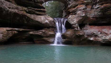 waterfall at old man's cave in the hocking hills, ohio